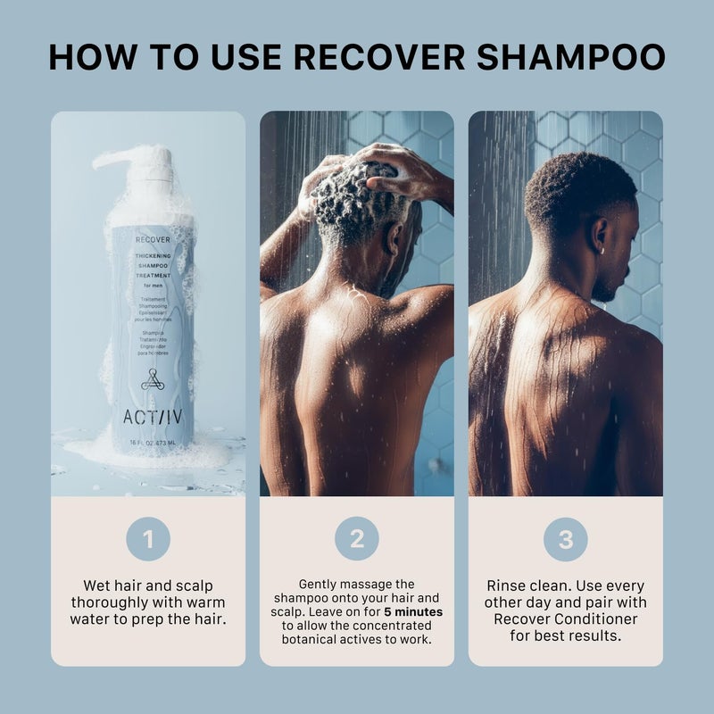 ACTIIV Recover Thickening Shampoo Treatment For Men | Supports the Appearance of Fuller, Healthier-Looking Hair, Supports Scalp Health, Plant-Based, Color-Safe, Vegan,All Hair Types, 473 mL / 16 oz - Image 4